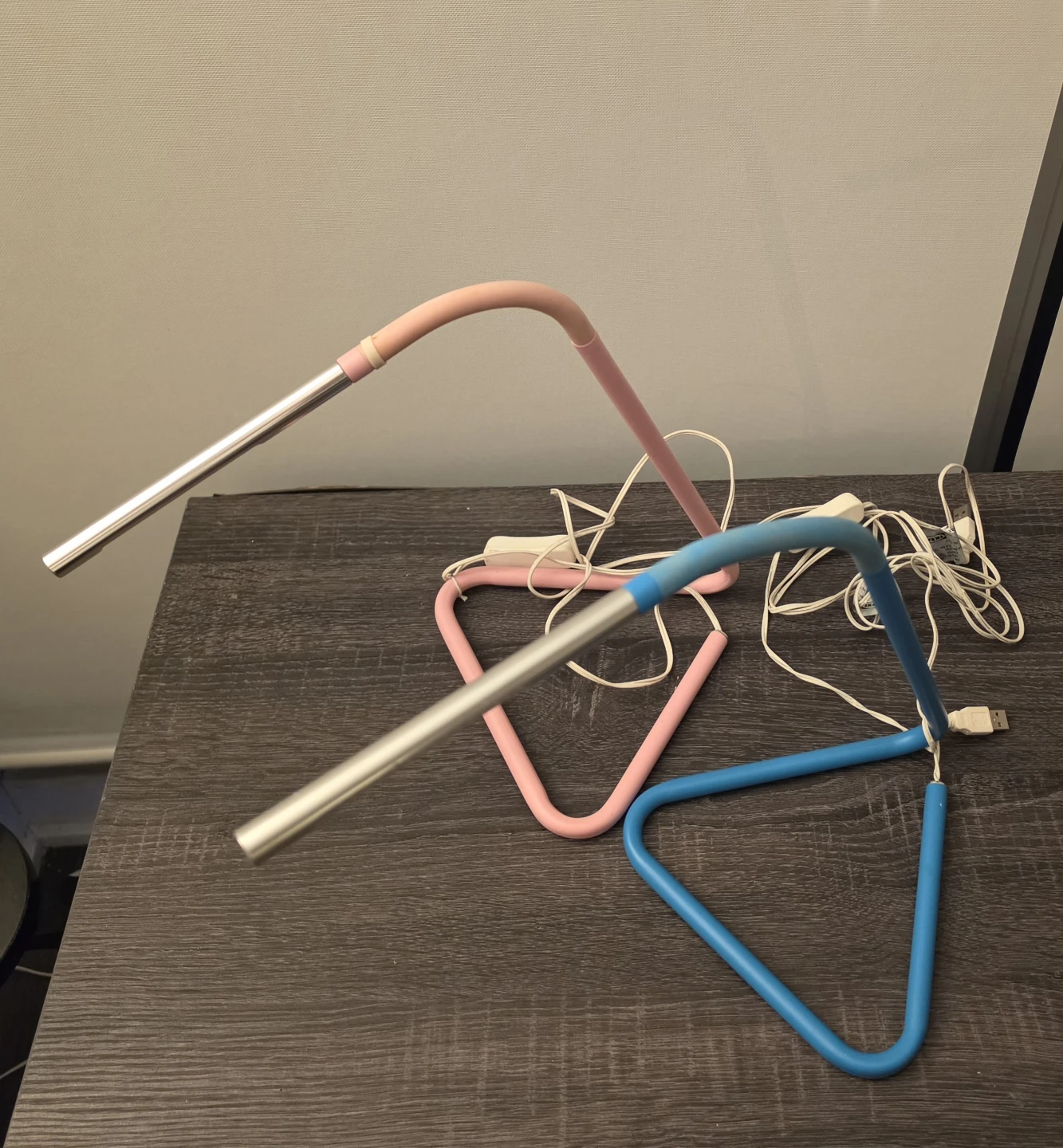2 x USB LED Desk Lamps - Pink and Blue (IKEA HÅRTE)