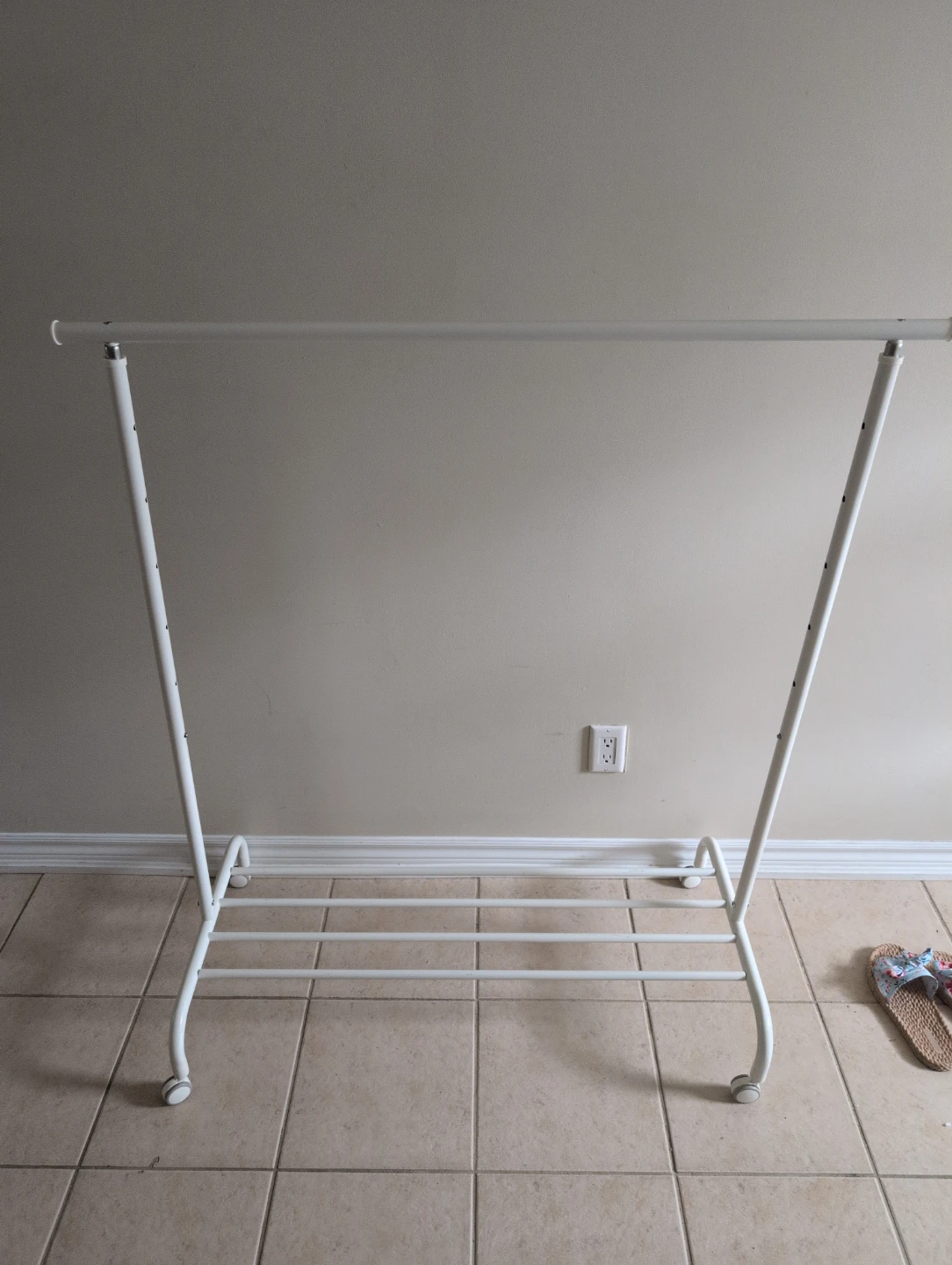 White Rolling Garment Rack with Shelf