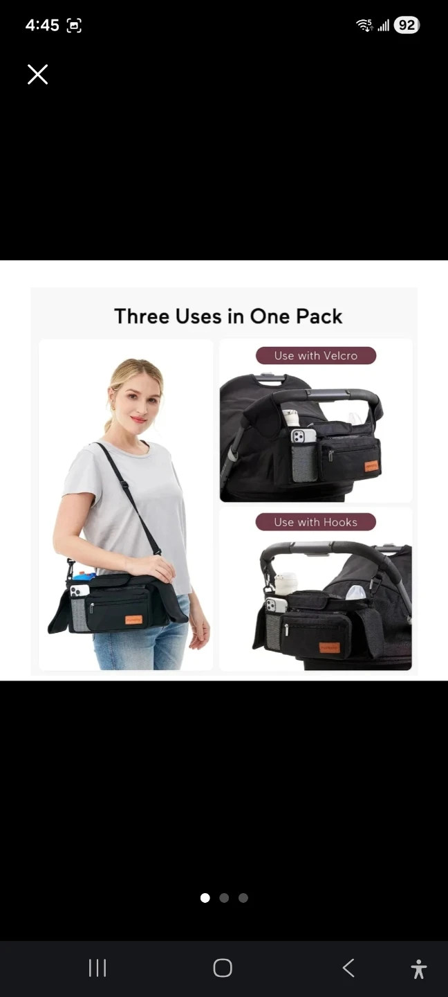 Black Stroller Organizer Bag with Insulated Cup Holders - photo 3