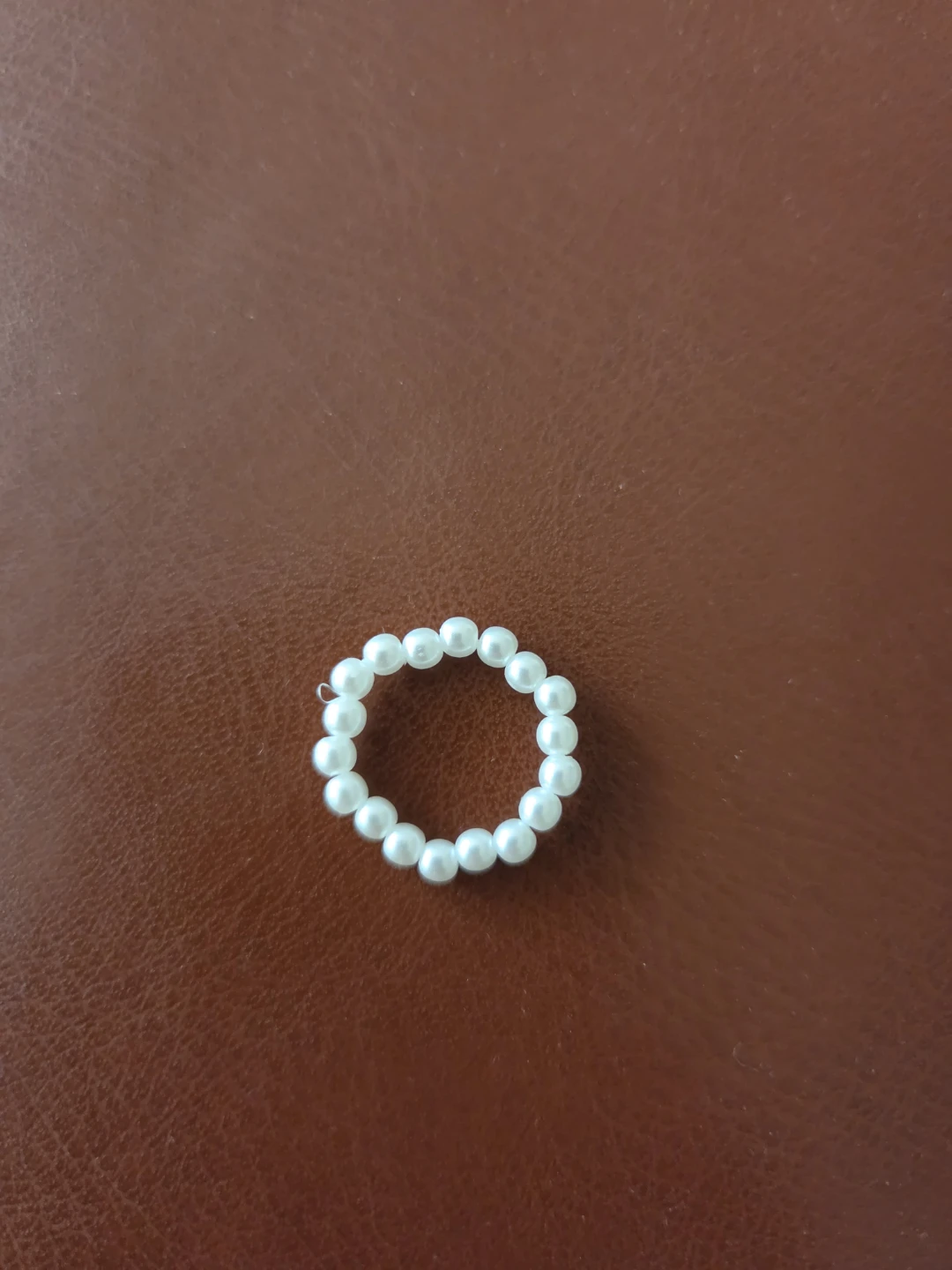 White Faux Pearl Beaded Ring