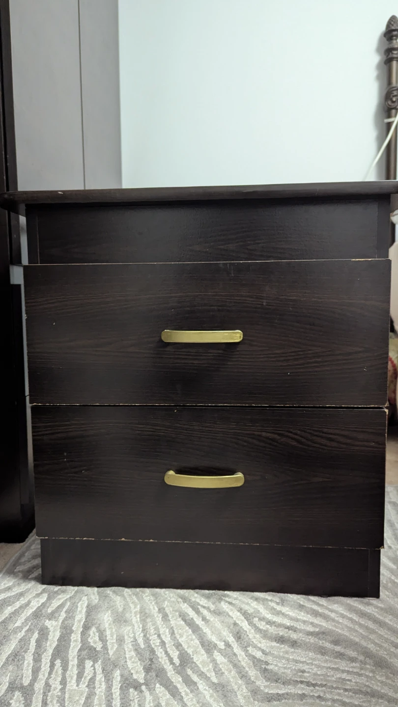Dark Brown 2-Drawer Nightstand - photo 4