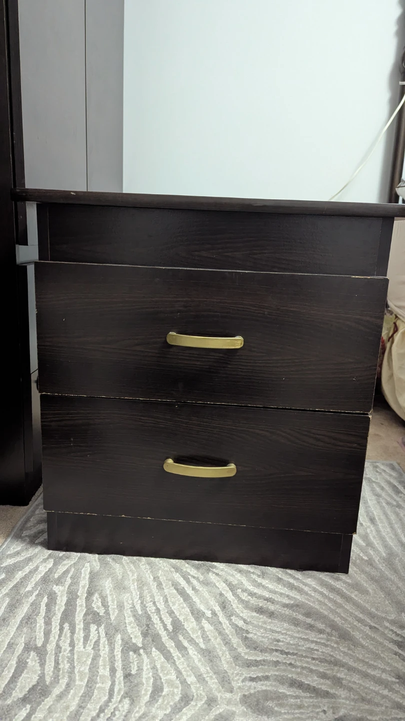 Dark Brown 2-Drawer Nightstand - photo 5