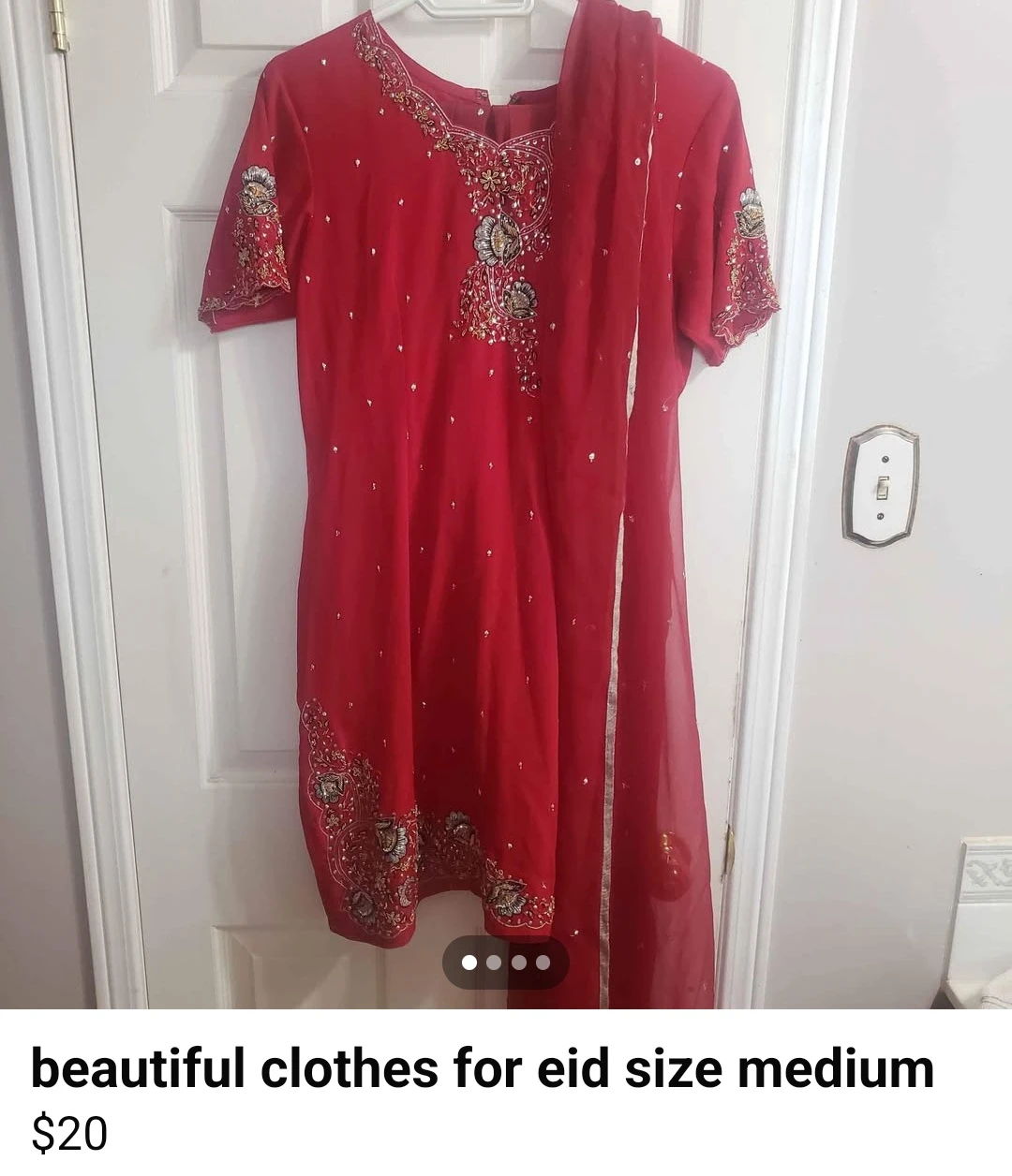 Red Embellished Salwar Kameez - Size Medium - photo 2