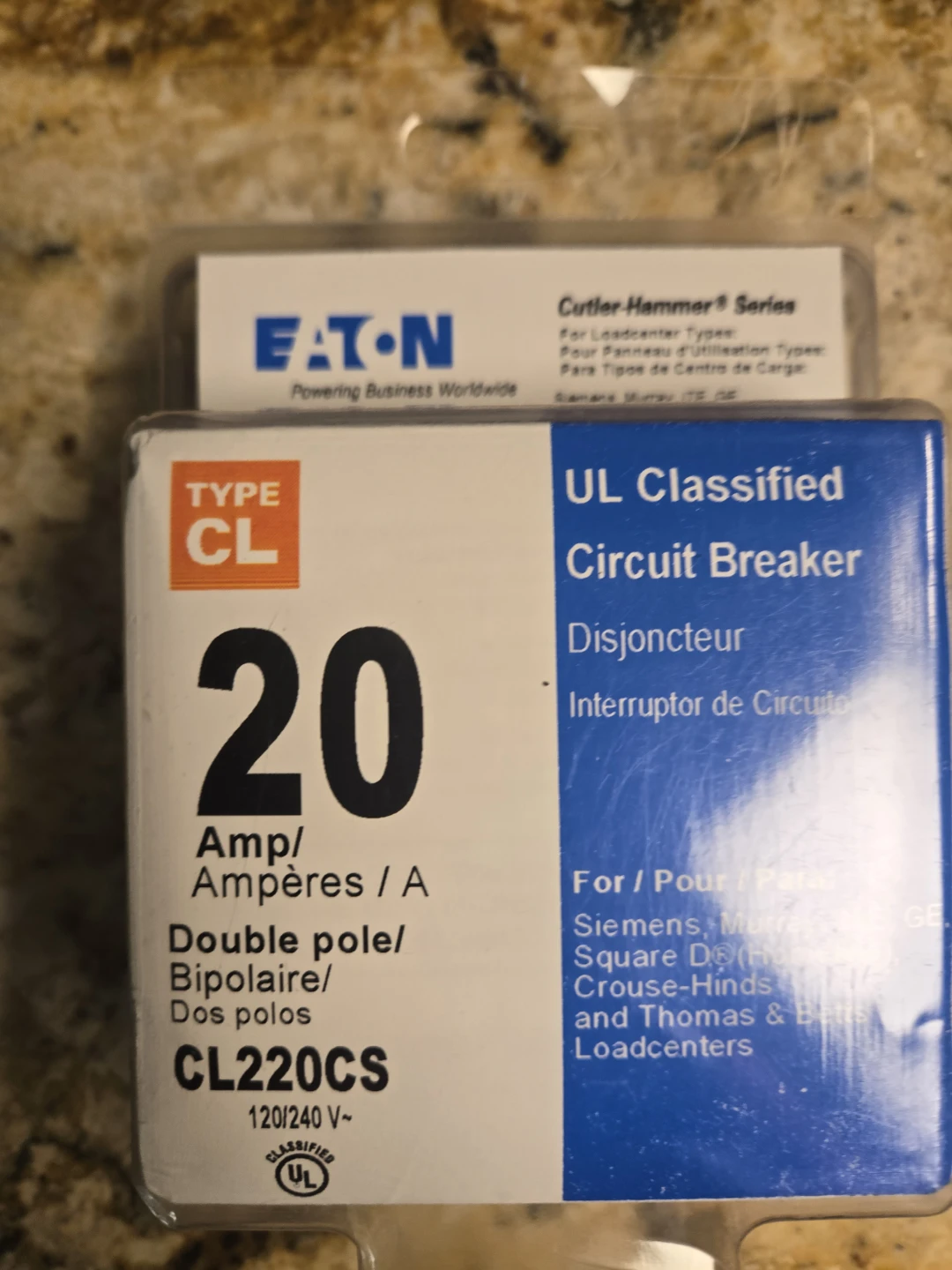 Eaton CL220CS 20 Amp Double Pole Circuit Breaker