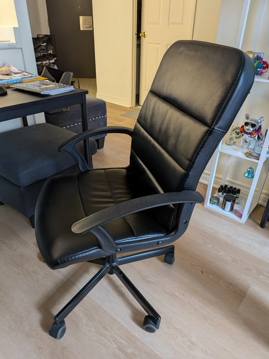 Ikea Black Leather Office Chair - photo 5