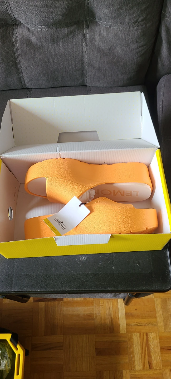 Lemon Jelly Orange Platform Slide Sandals