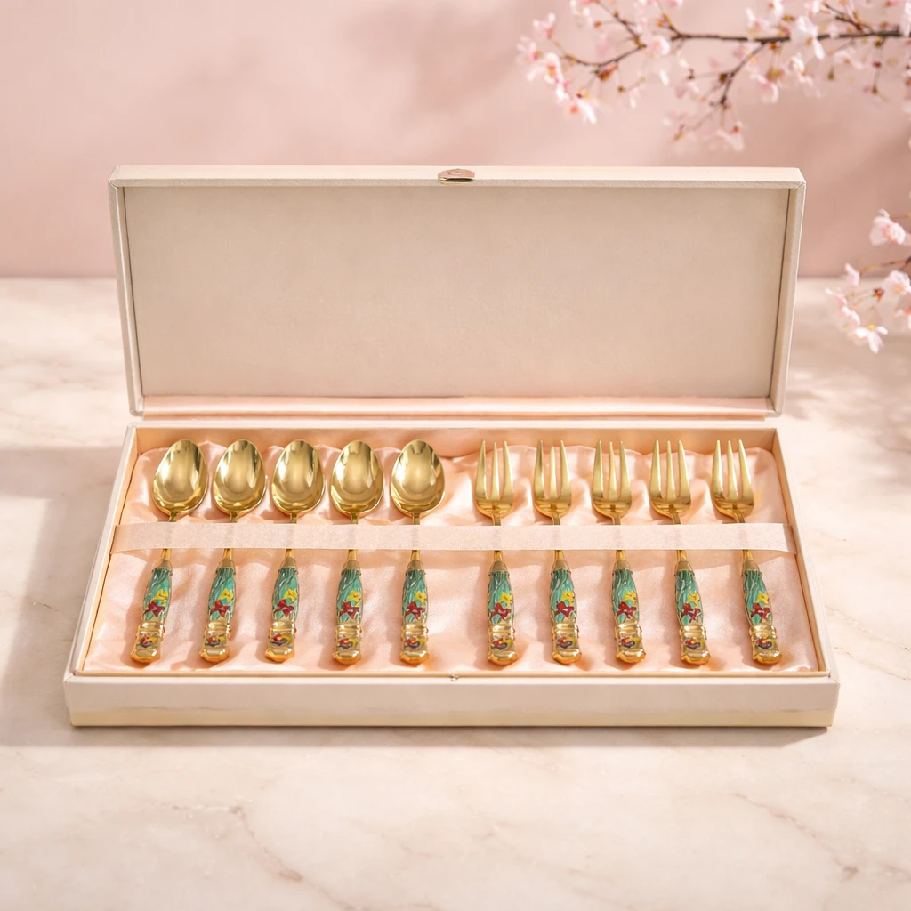 12 Pc Vintage Japanese Dessert Cutlery Set