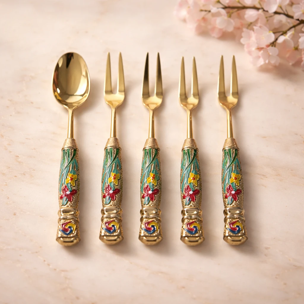 12 Pc Vintage Japanese Dessert Cutlery Set - photo 2
