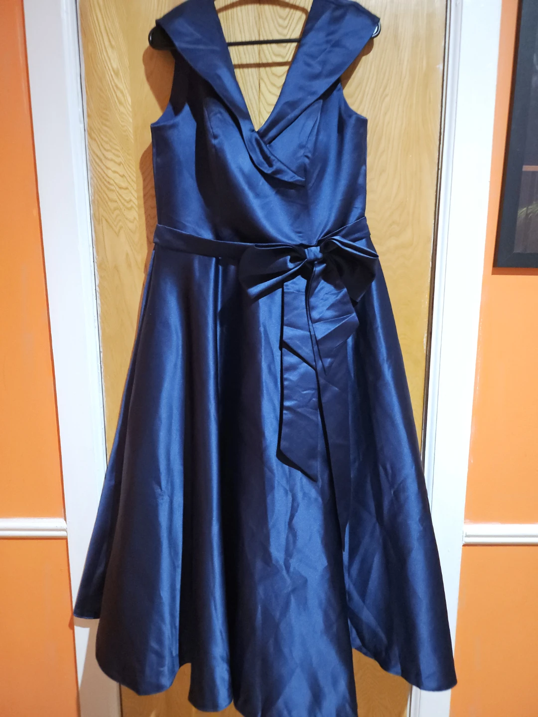 Navy Blue Satin Formal Dress - photo 5