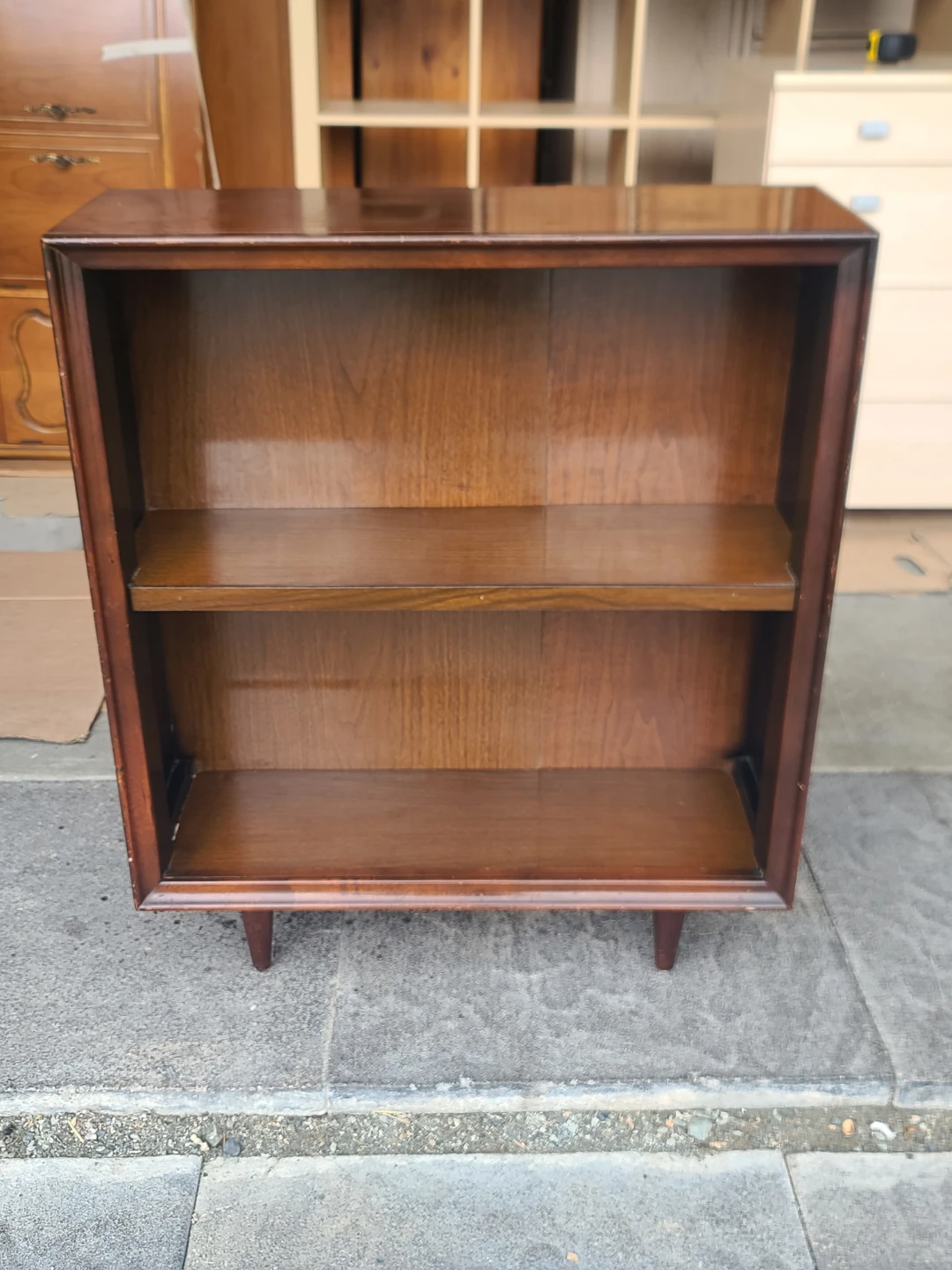 Dark Brown Wood Bookshelf 2-Shelf