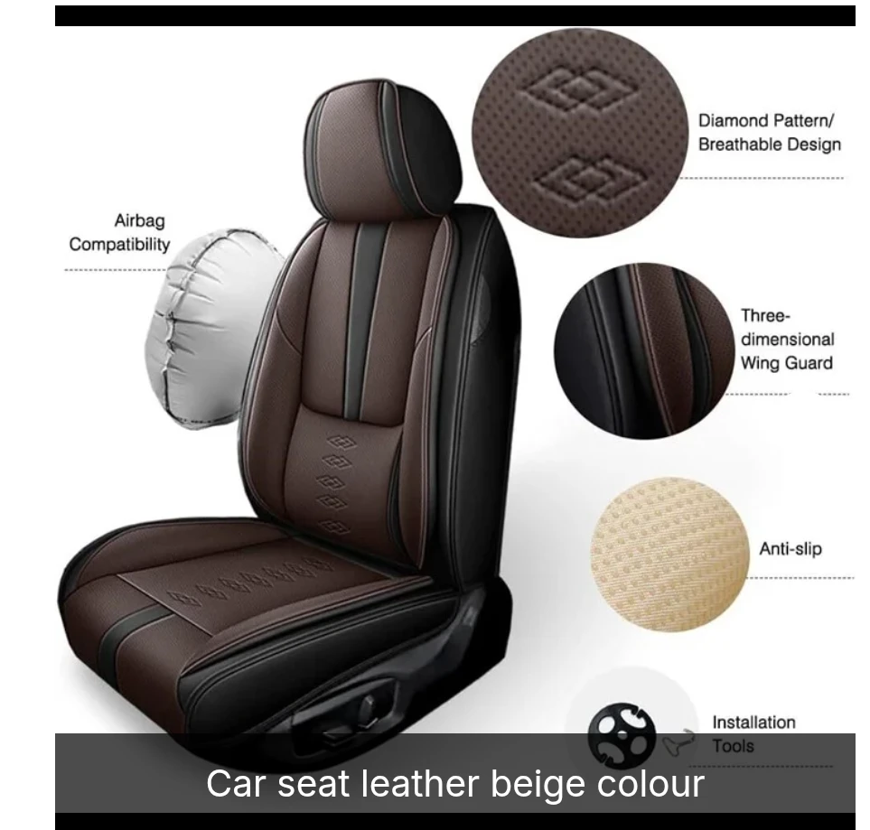 Car Seat Covers Leather Beige Colour