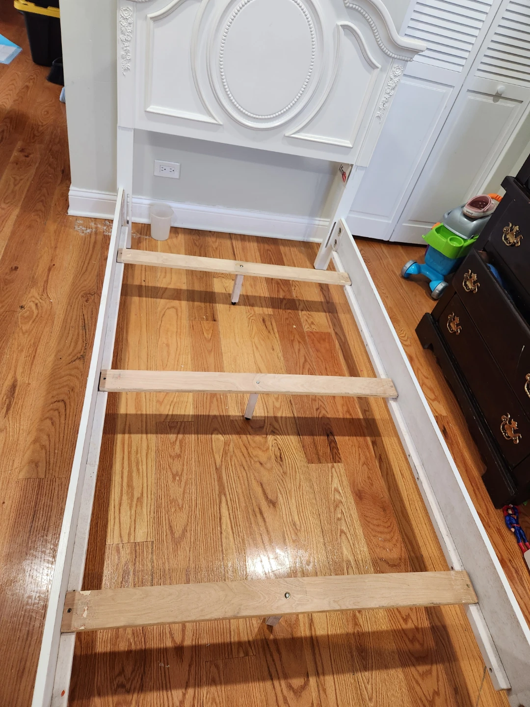 White Twin Bed Frame with Headboard and Footboard - photo 2