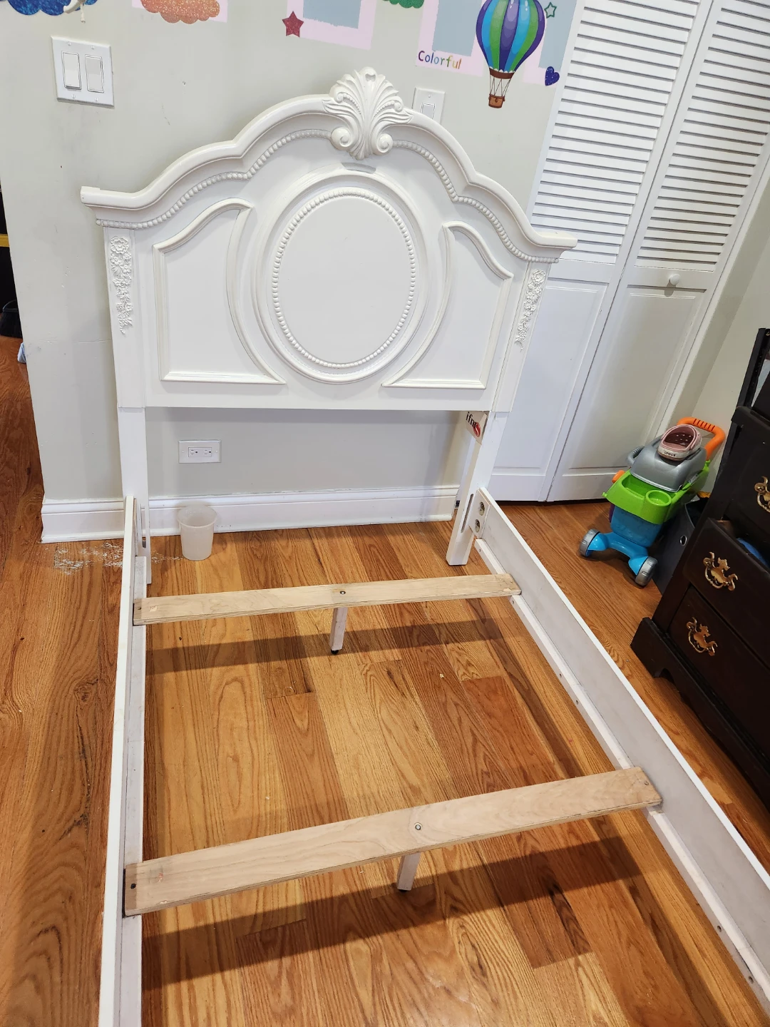 White Twin Bed Frame with Headboard and Footboard - photo 4