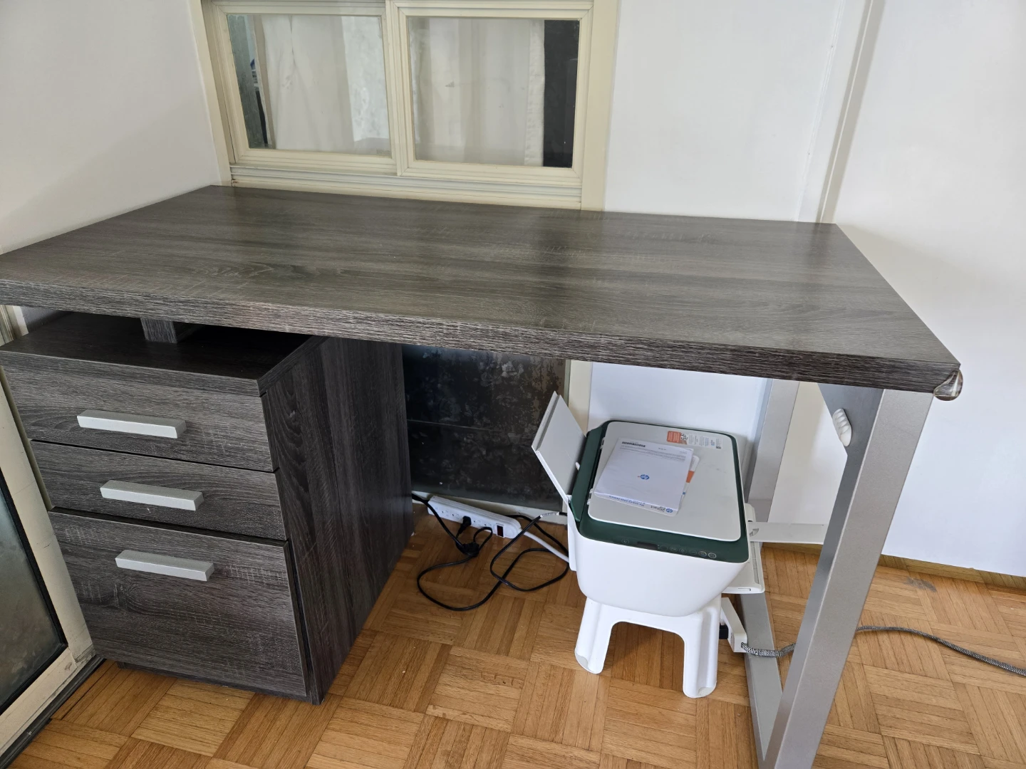 BRICKS rectangular gray office Desk with 3 drawers - photo 2