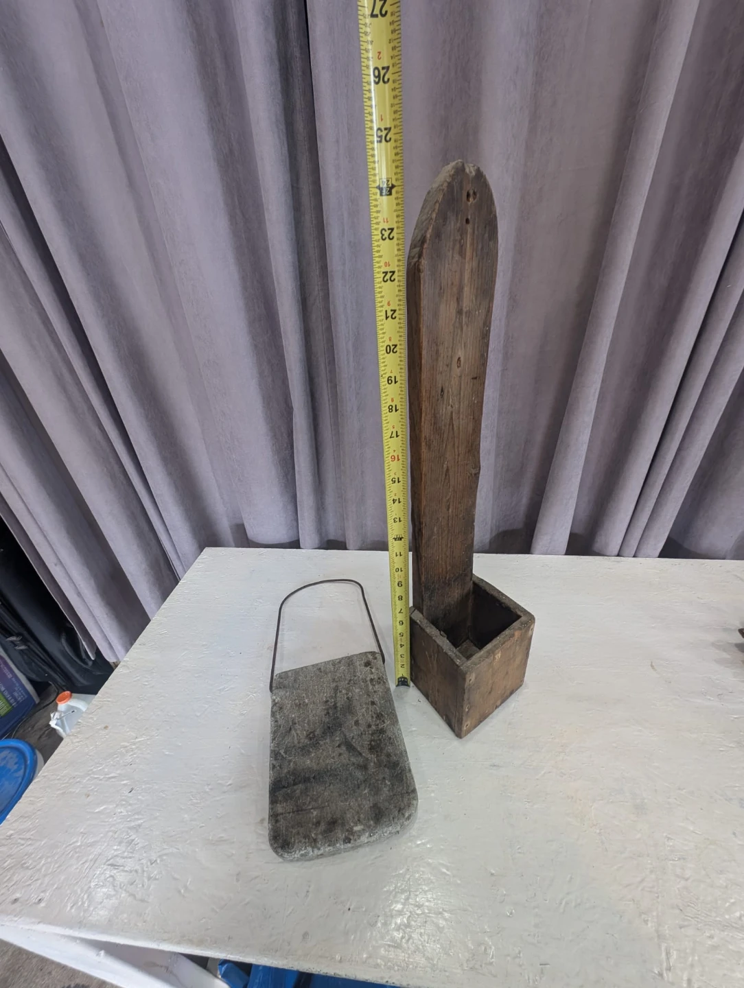 Antique Knife sharpening Board/utensil Holder and Pumice - photo 5