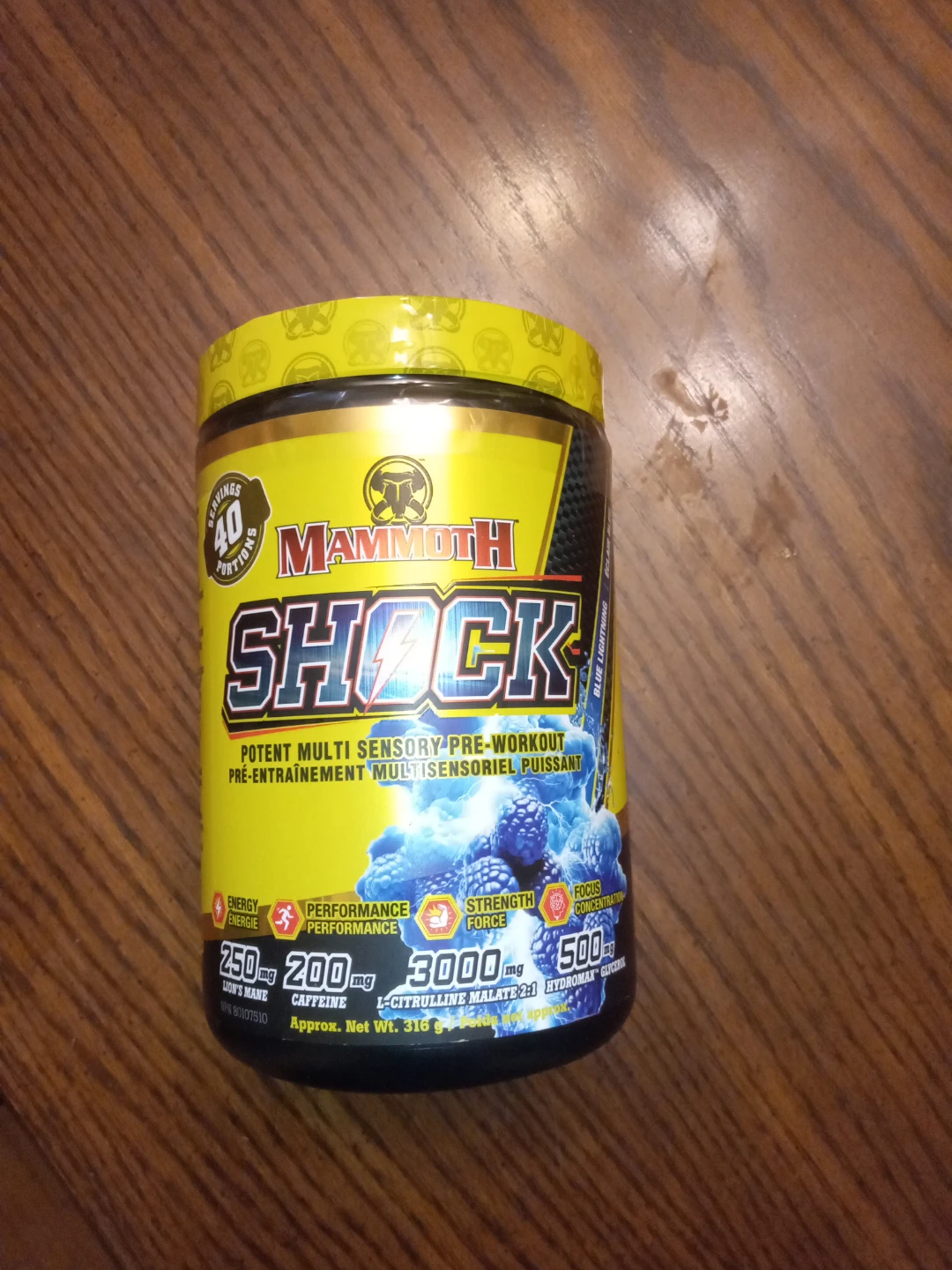 Mammoth SHOCK Blue Lightning Pre-Workout Powder