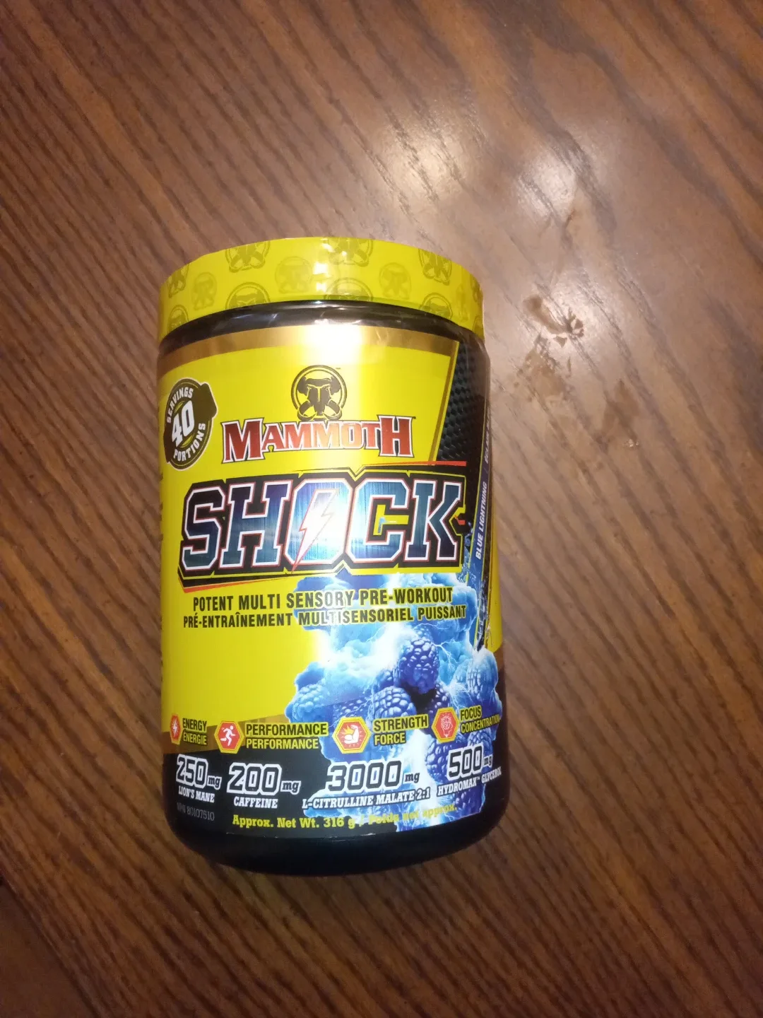 Mammoth SHOCK Blue Lightning Pre-Workout Powder