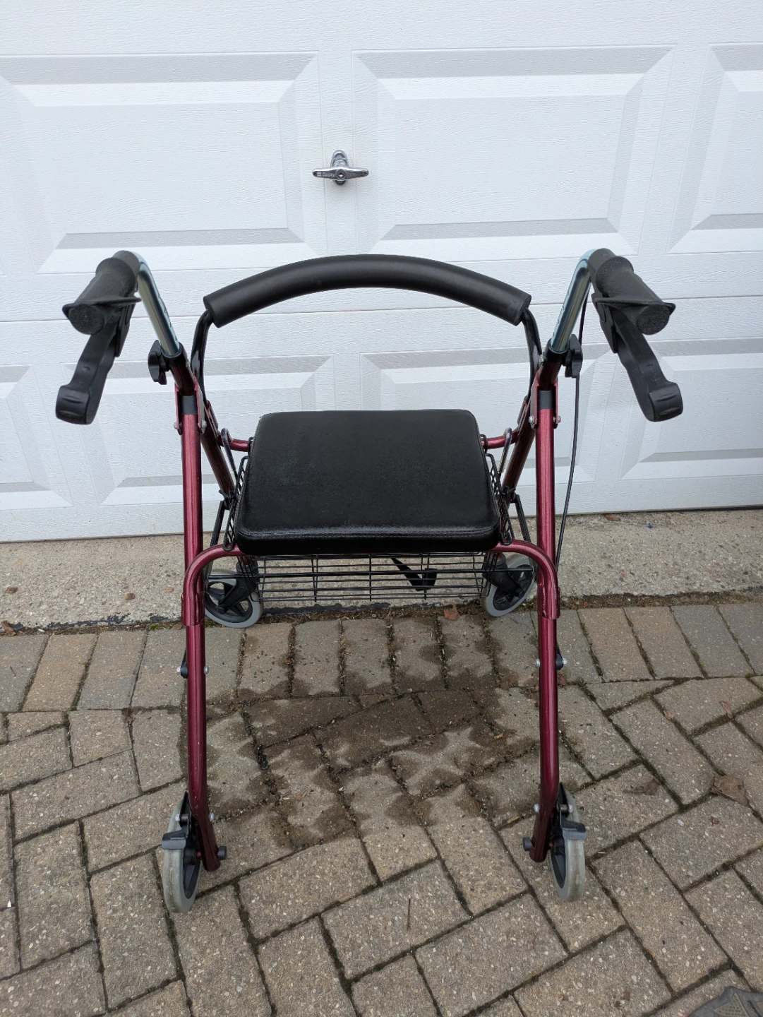 Maroon Walker with Seat and Basket