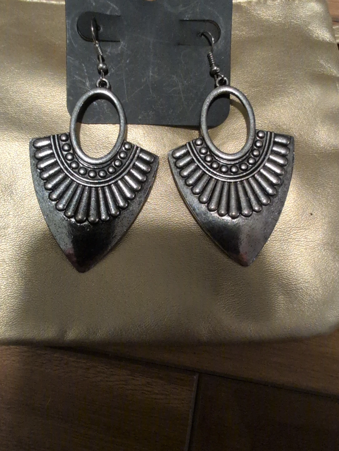Silver Fan Shape Statement Earrings