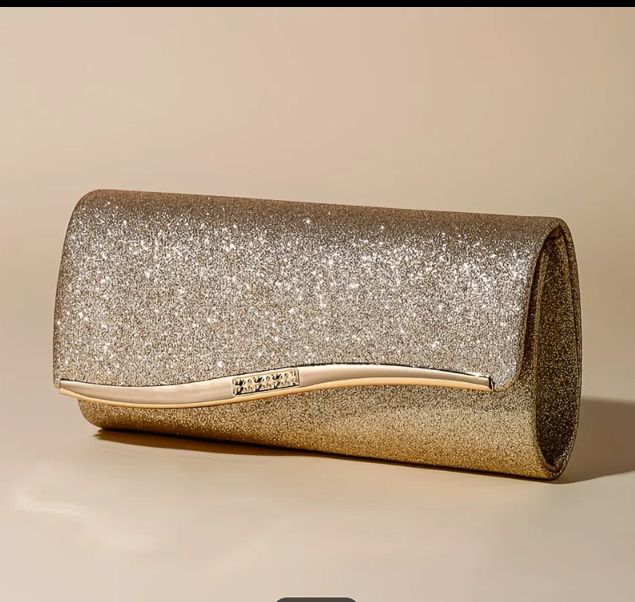 Glitter Clutch Purse with Chain - Gold - photo 2