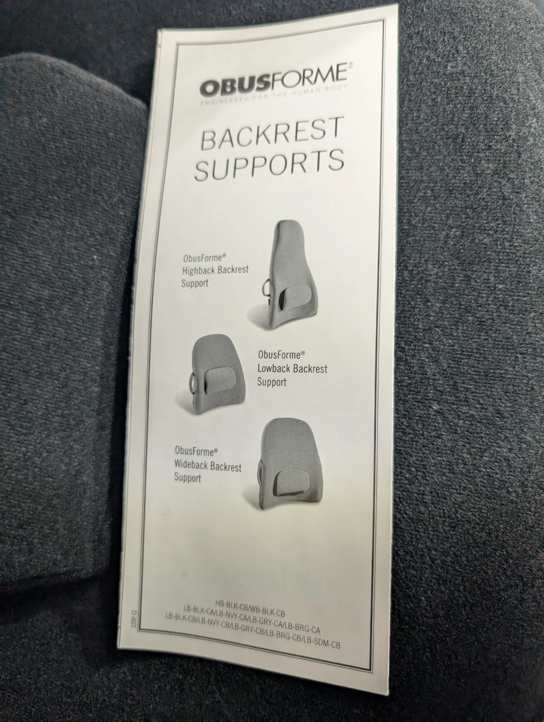 New ObusForme Lowback Backrest Support - photo 4