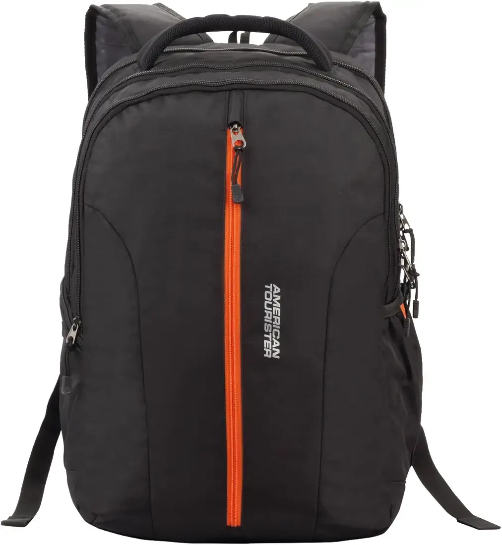 American Tourister Black Laptop Backpack with Orange Zipper - photo 2