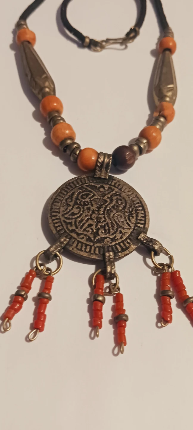 Antique Berber Morrocan Ethnic Tribal Coin Pendant Necklace - photo 4