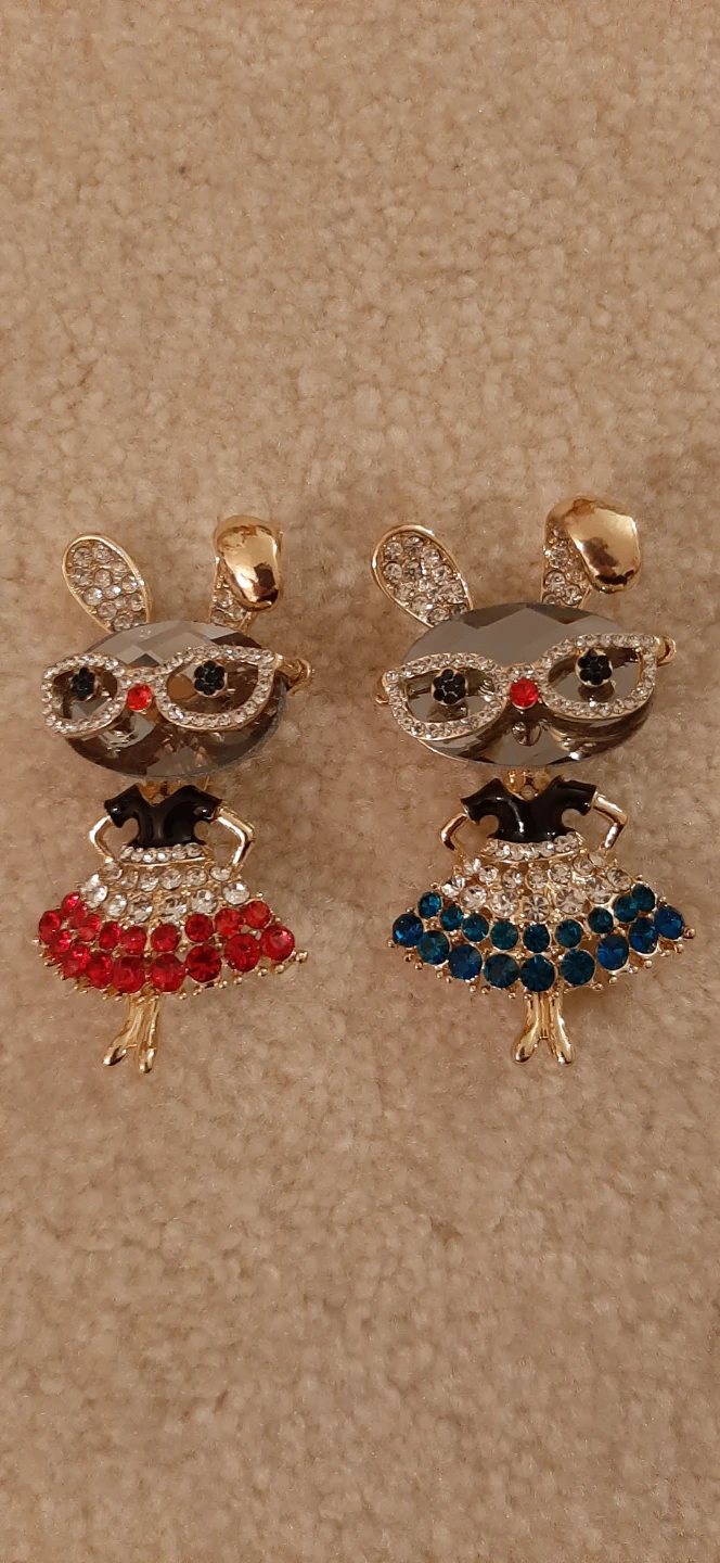 Bunny Ballerina Brooch Rhinestone Crystal Lapel Pin