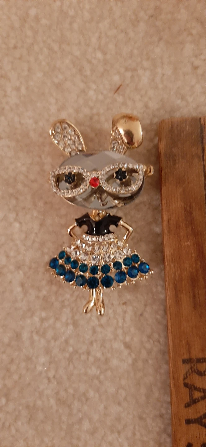 Bunny Ballerina Brooch Rhinestone Crystal Lapel Pin - photo 2