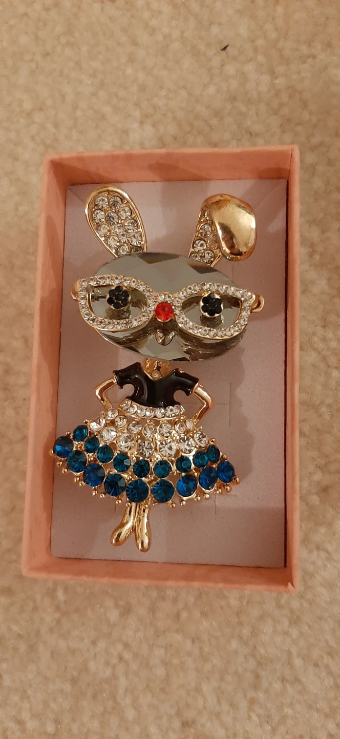 Bunny Ballerina Brooch Rhinestone Crystal Lapel Pin - photo 3