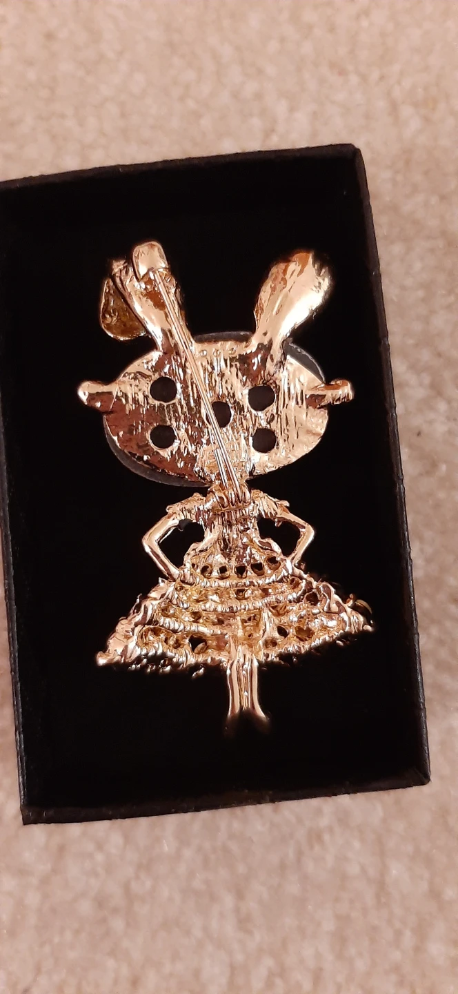 Bunny Ballerina Brooch Rhinestone Crystal Lapel Pin - photo 5