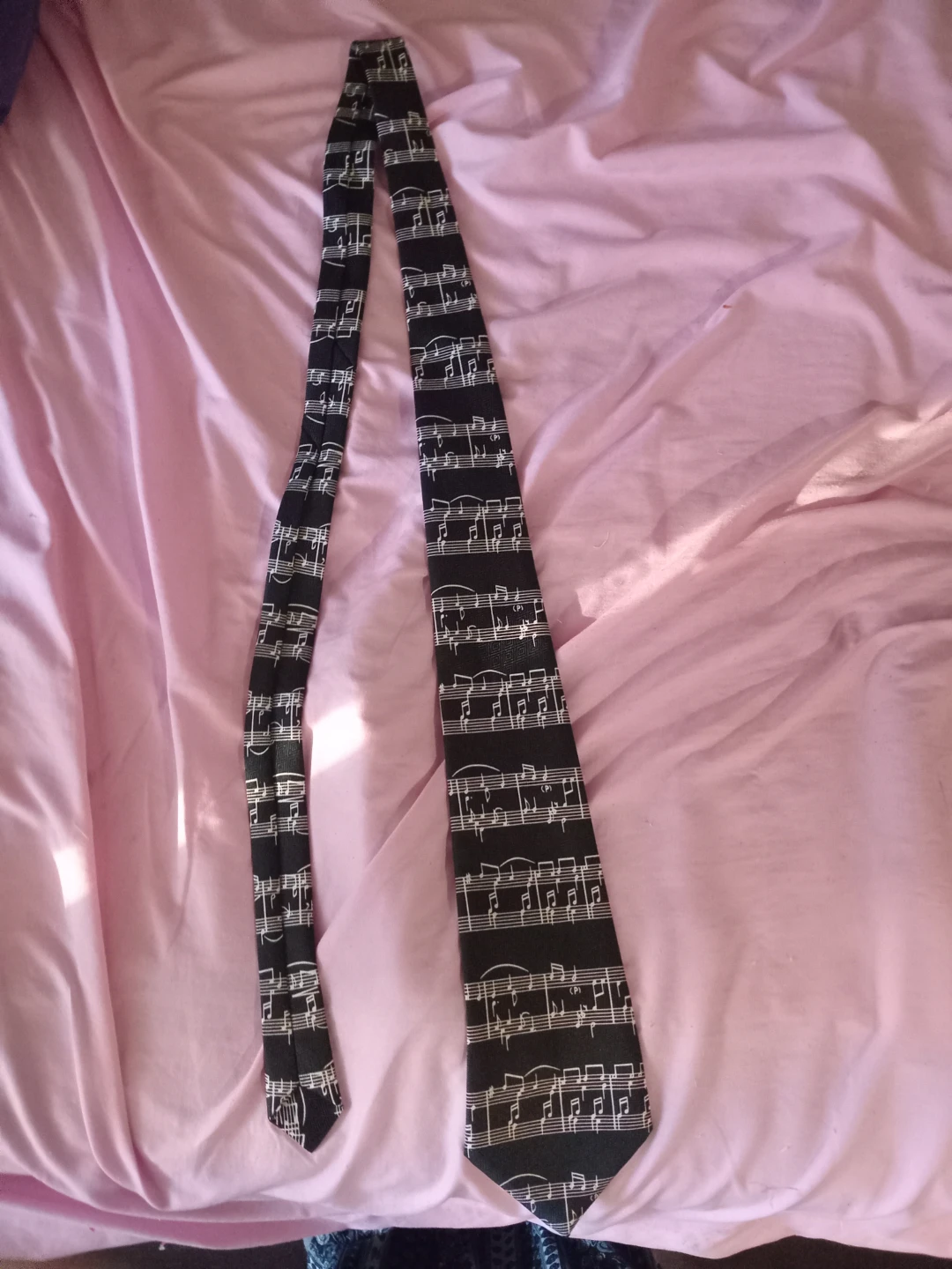 Black Tie with Musical Notes Pattern
