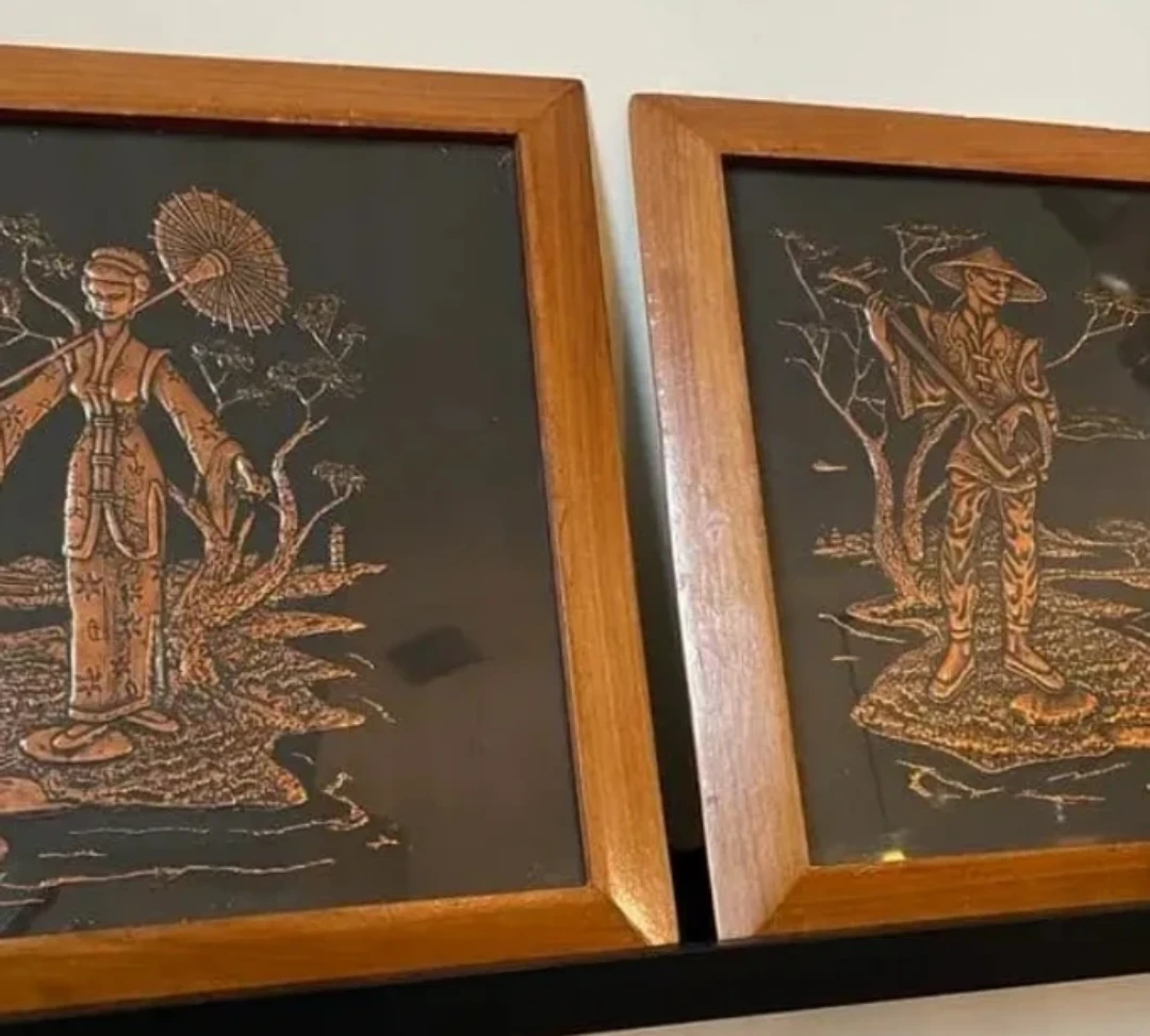 1950's Robert A. Brenholtz Japan Copper Etched Wall Art