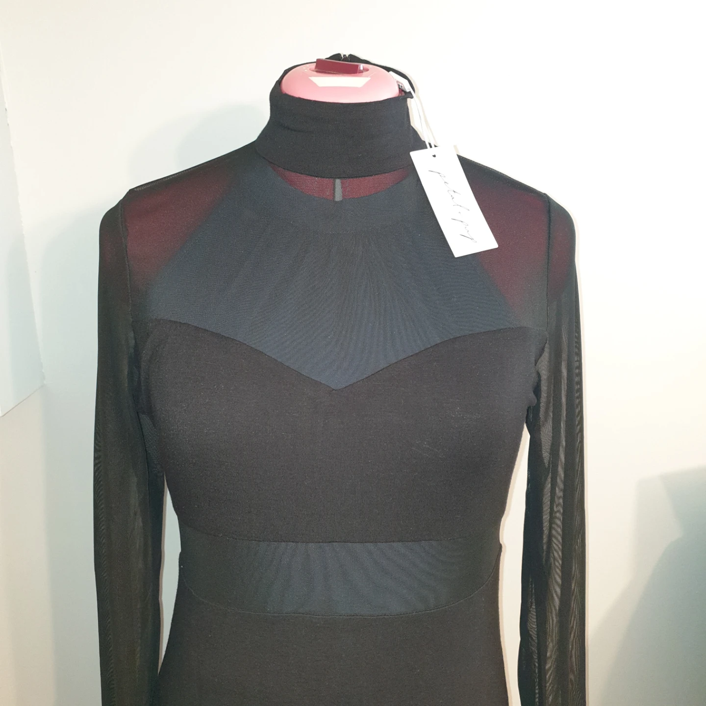 Black Mesh Detail Midi Dress - photo 2