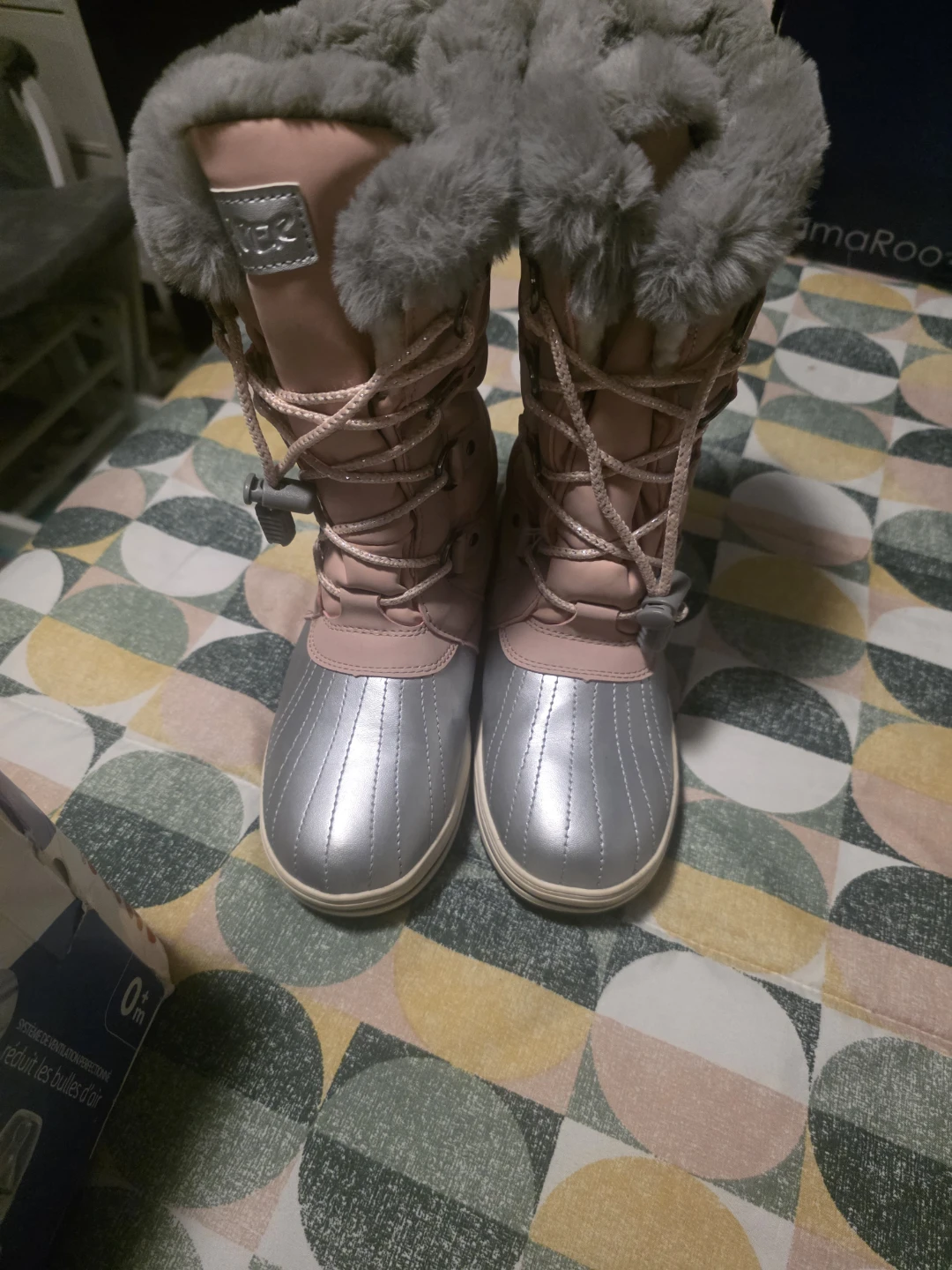 Kamik Pink & Silver Winter Boots with Faux Fur