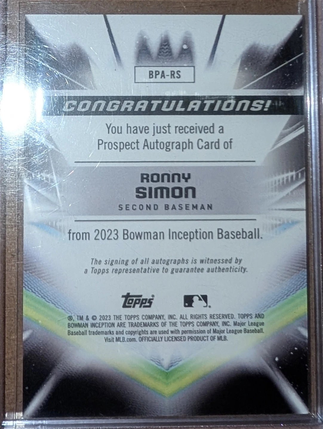 2023 Bowman Ronny Simon #121/399 - photo 2
