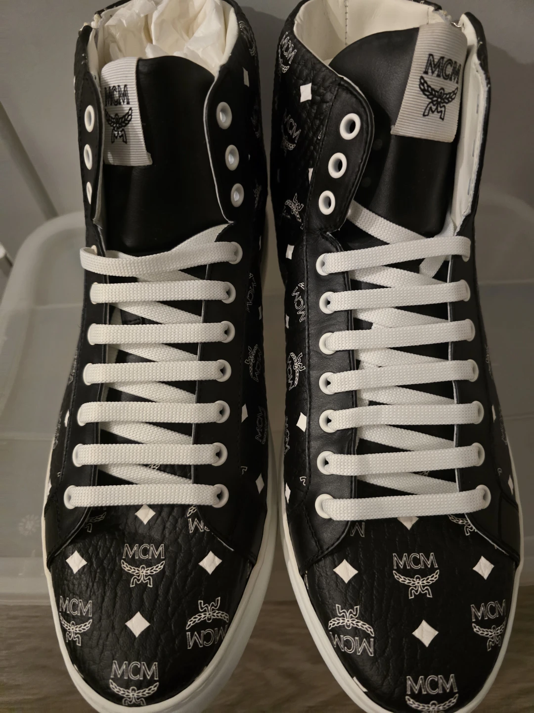 MCM High-Top Sneakers Black White Monogram - photo 3