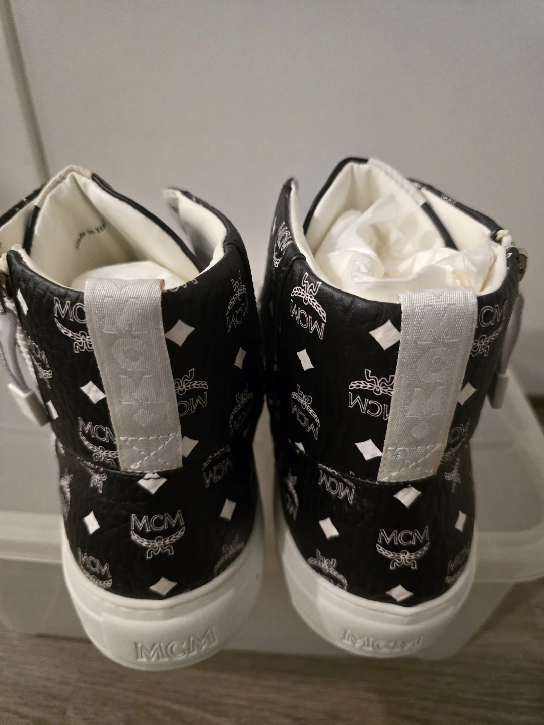 MCM High-Top Sneakers Black White Monogram - photo 4