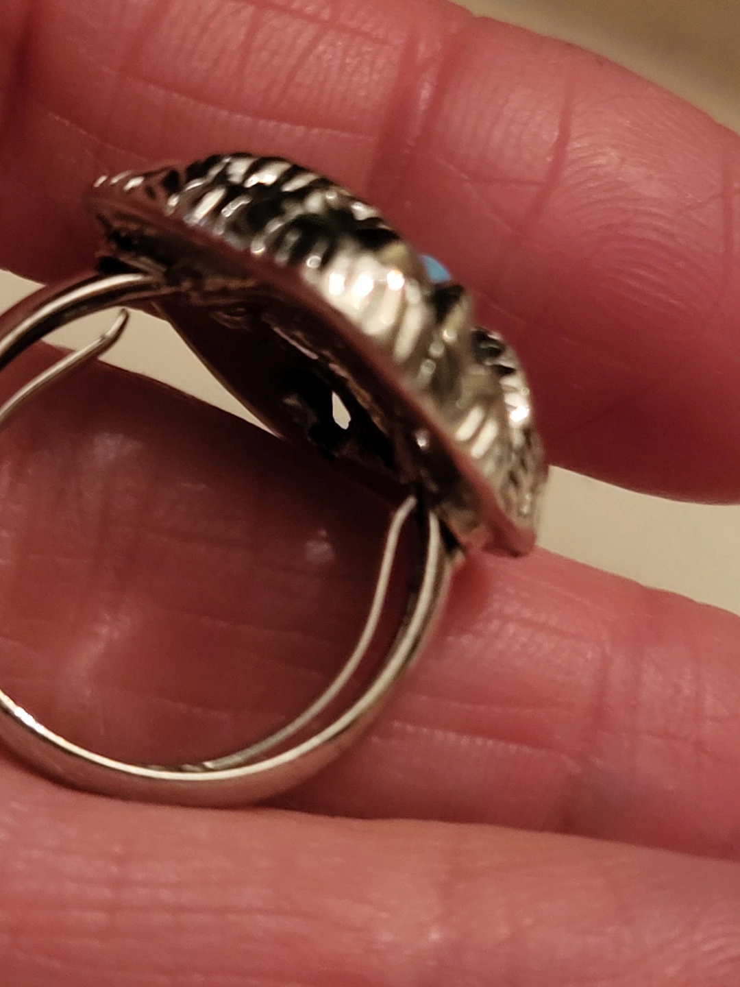 Avon Silver Tone Ring with Blue Stones - photo 3