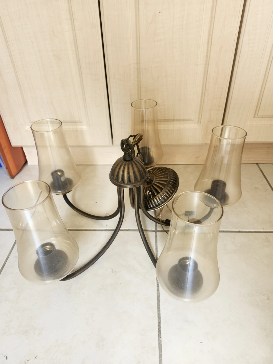 Vintage 5-Light Antique Brass Chandelier