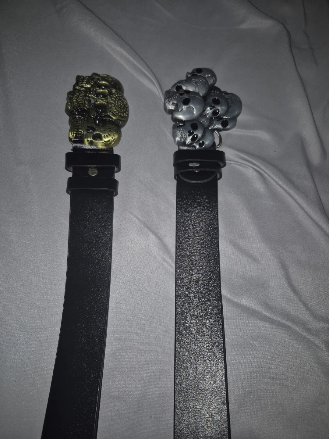 2 Skull Belt Buckles - Gold and Silver Tones