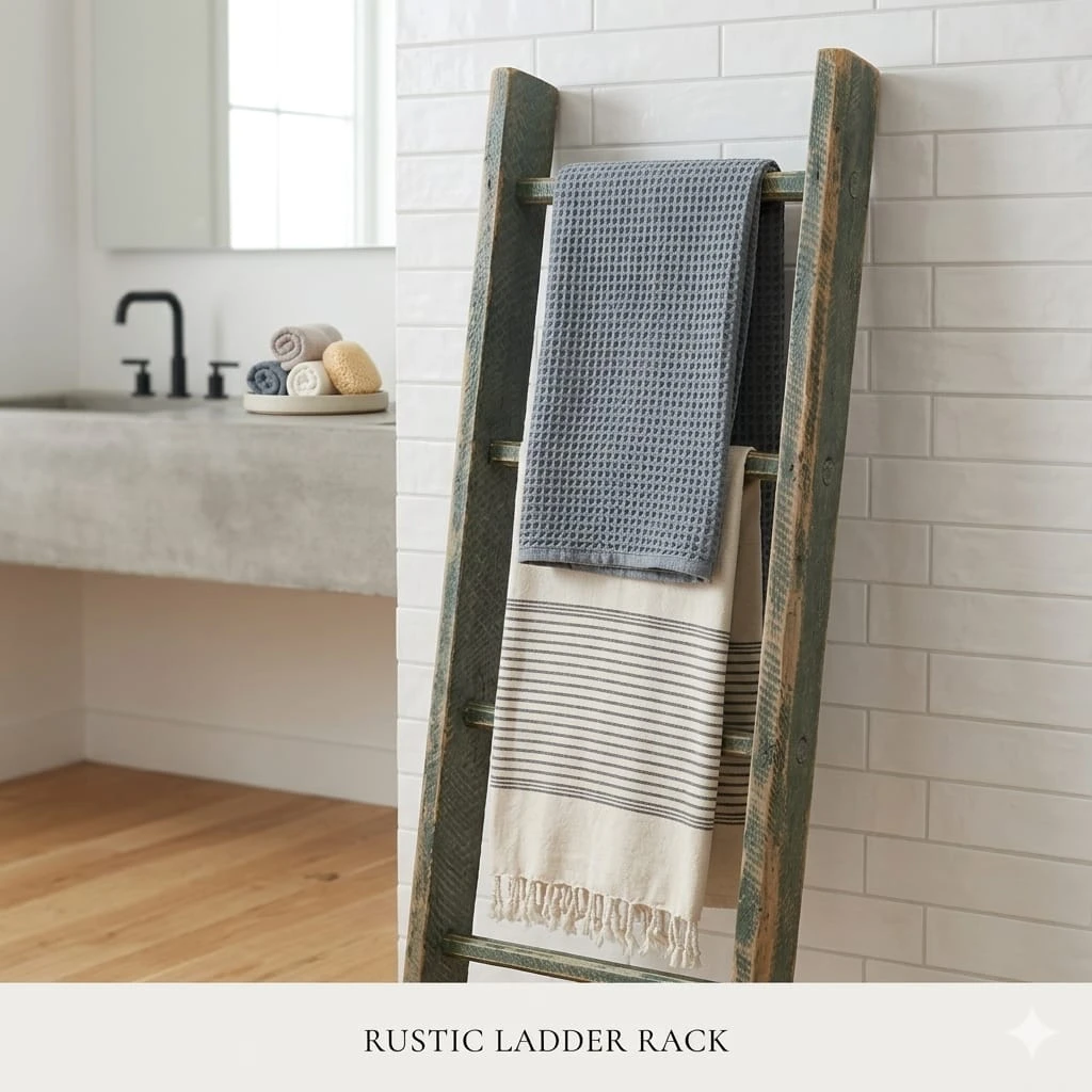Antique Rustic Ladder blanket Decor