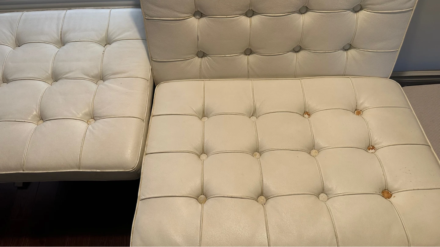 White Tufted Accent Chair with Ottoman - photo 2