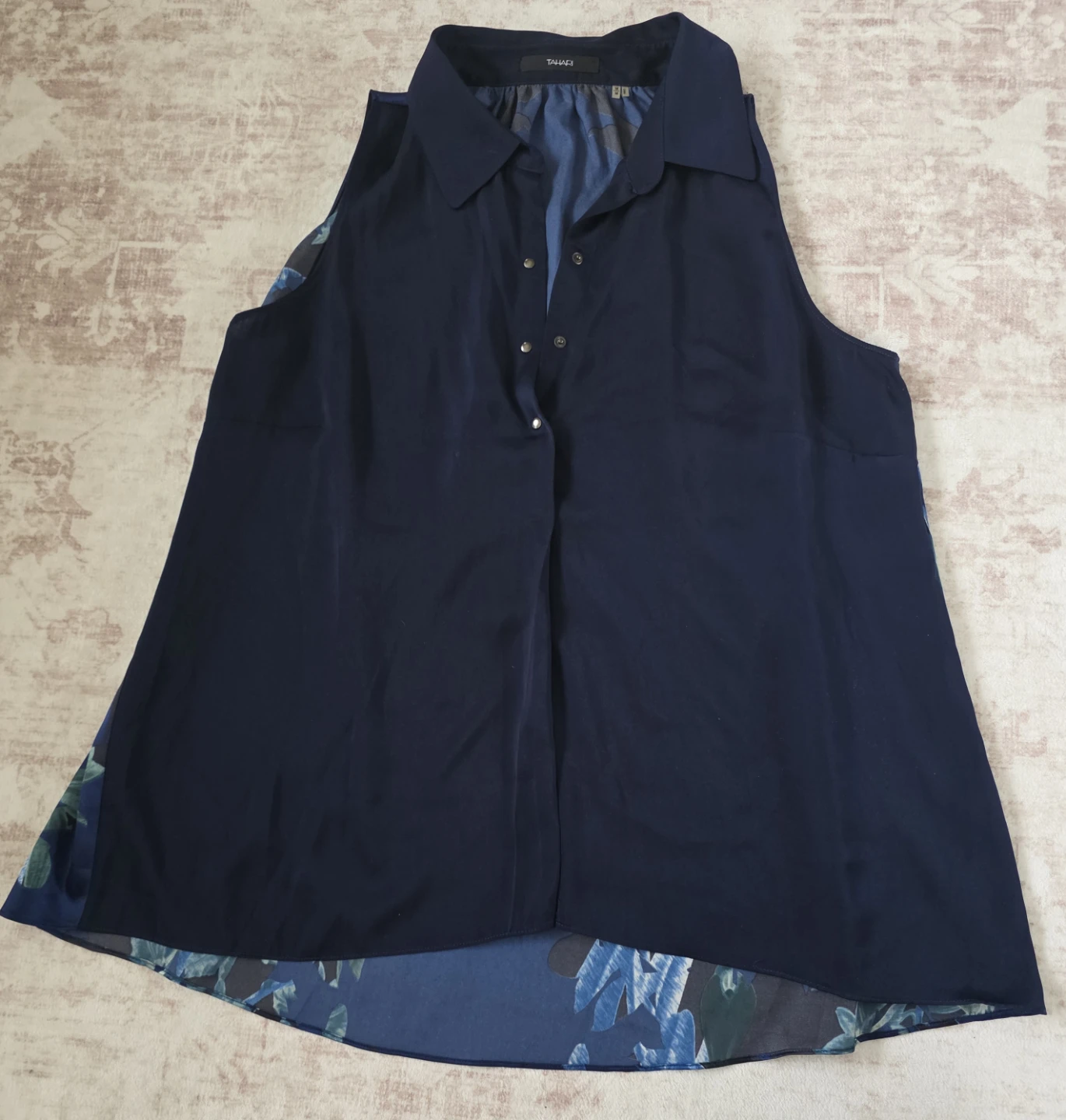 Tahari Sleeveless Blouse - Navy Floral Print