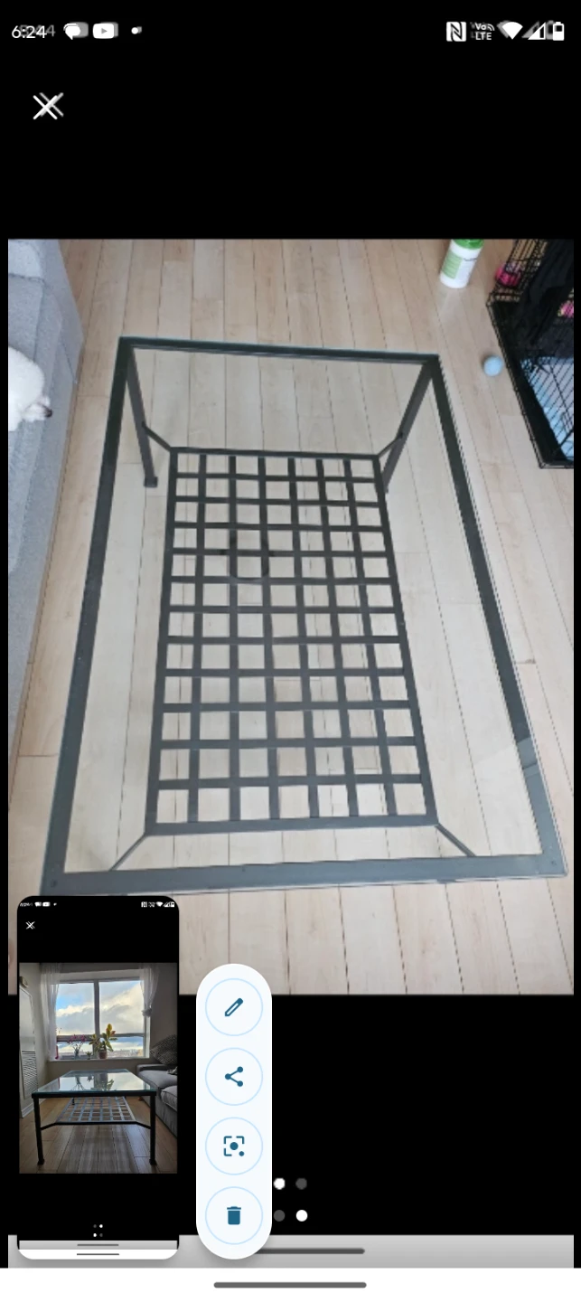 Large Modern Glass Top Coffee Table with Metal Grid Frame - photo 2