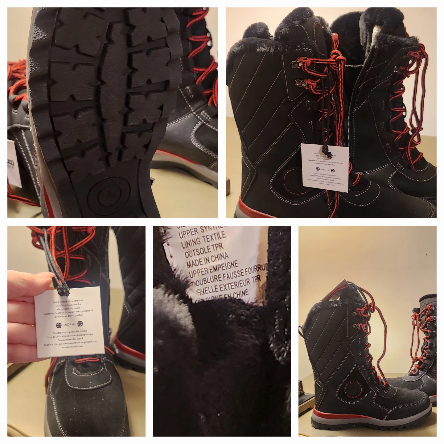 Black and Red Winter Boots