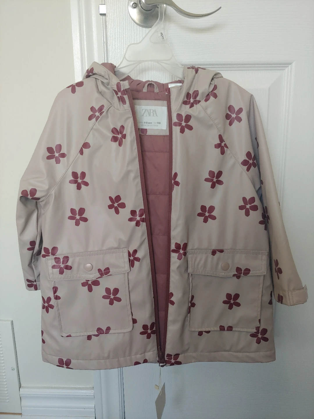 New Zara Kids Floral Rain Jacket - Size 4-5 Years