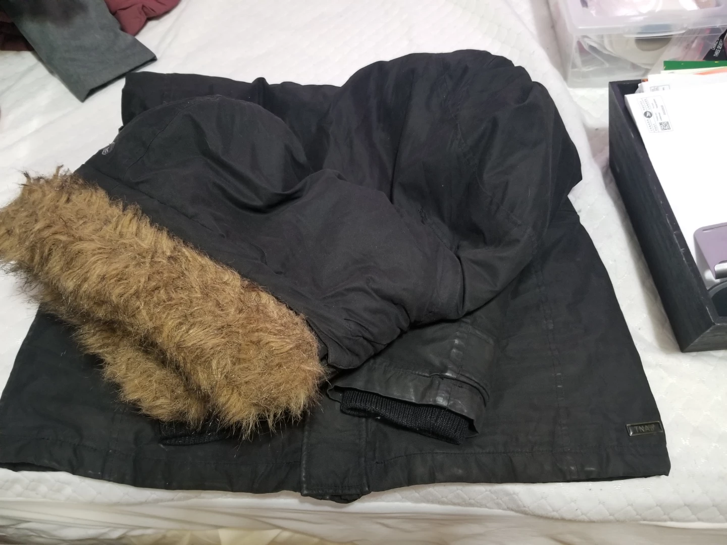 Black Parka Jacket with Fur Hood