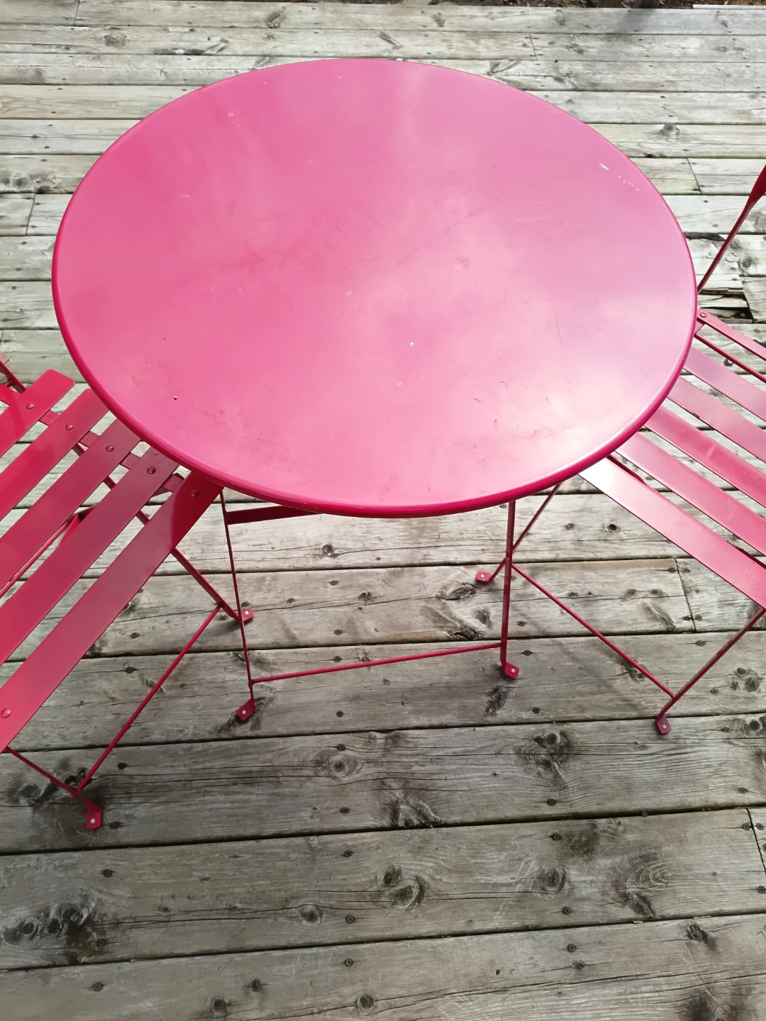 Collapsible Red Metal Bistro Set - Table and 2 Chairs - photo 2