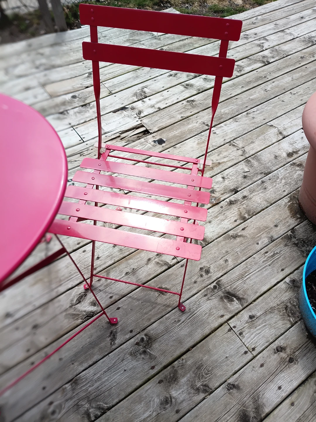 Collapsible Red Metal Bistro Set - Table and 2 Chairs - photo 3